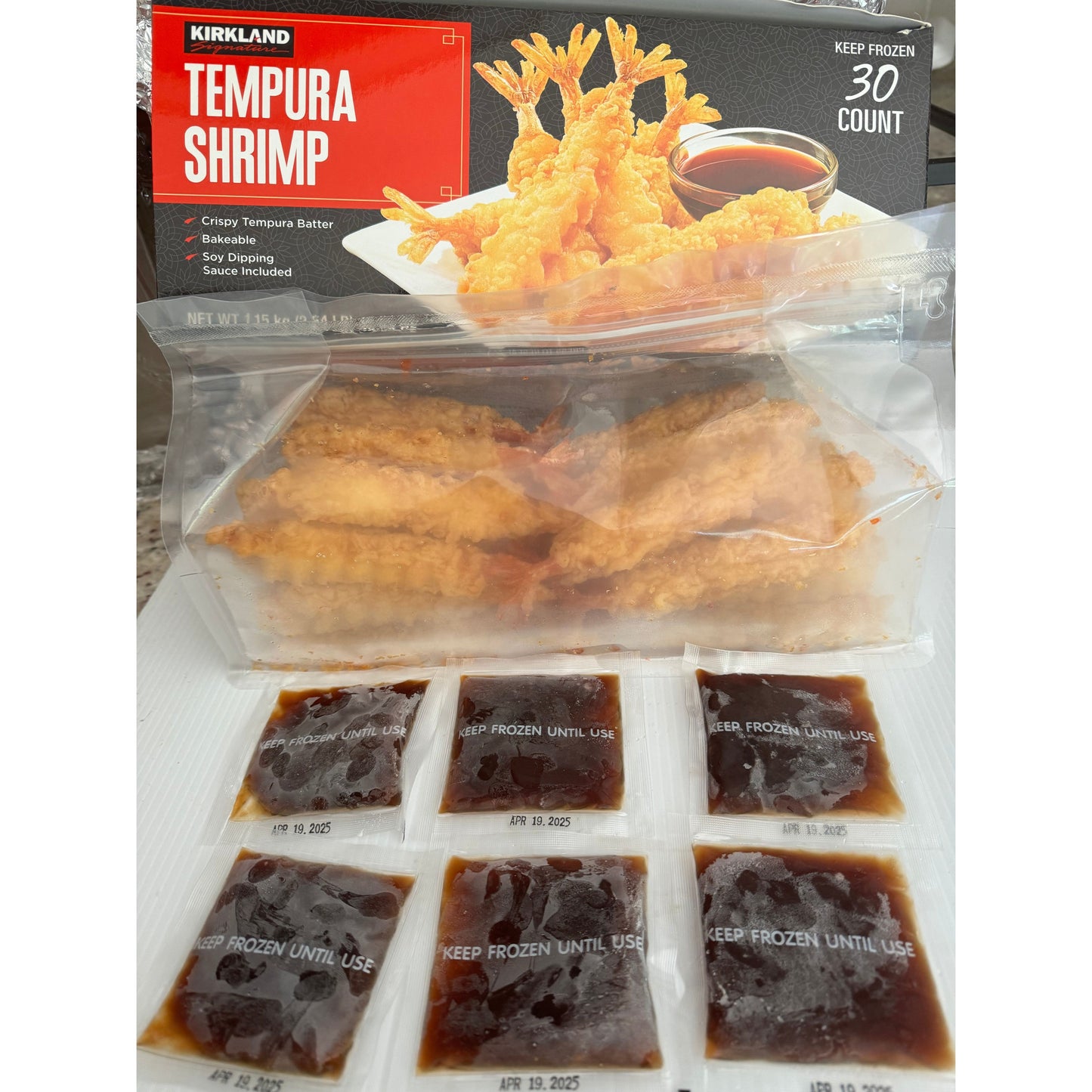 Tempura shrimp (30 pieces/box, includes 6 seasoning packets)
