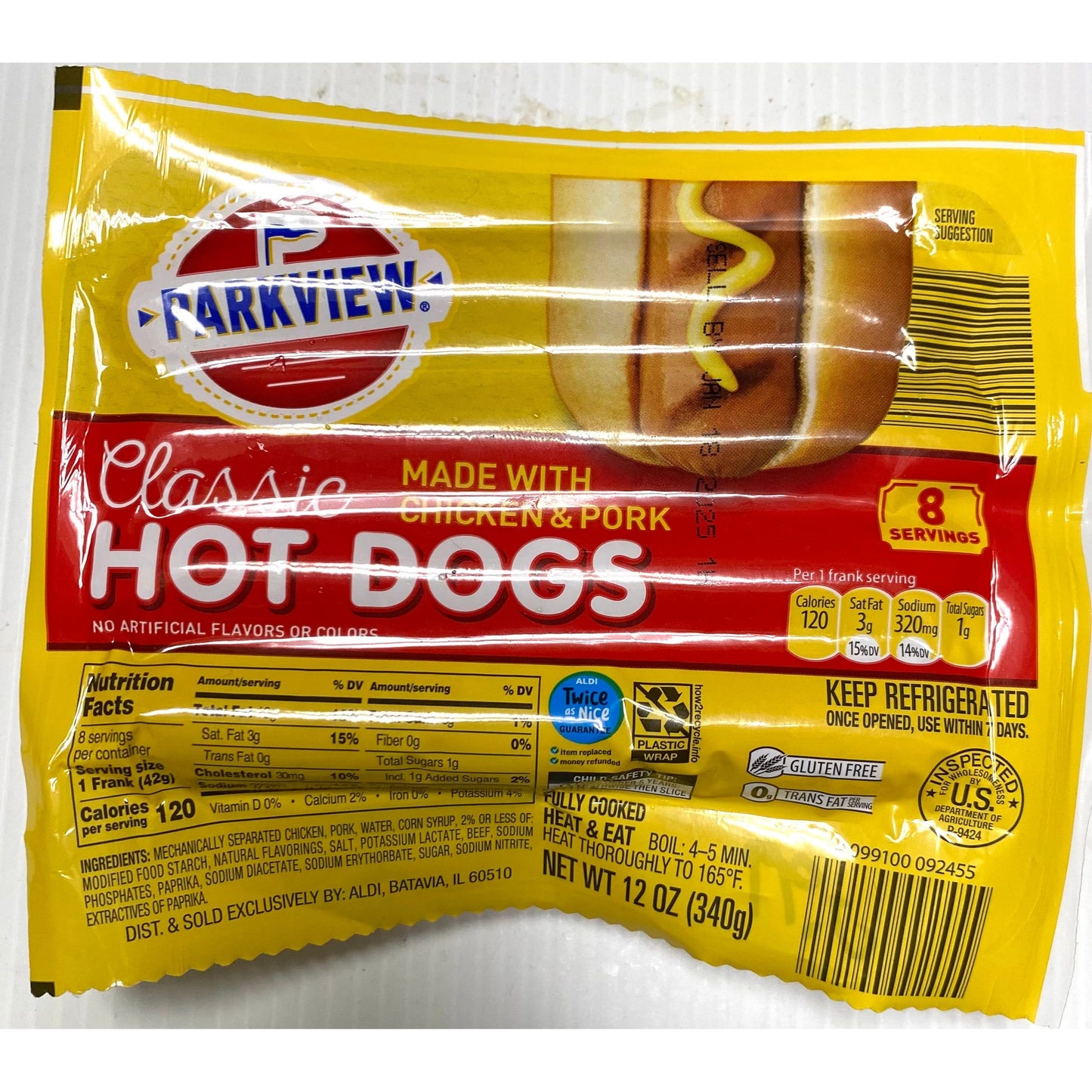 Hot Dog (Chicken mixed with Pork, 12 oz/pack) * 2 packs