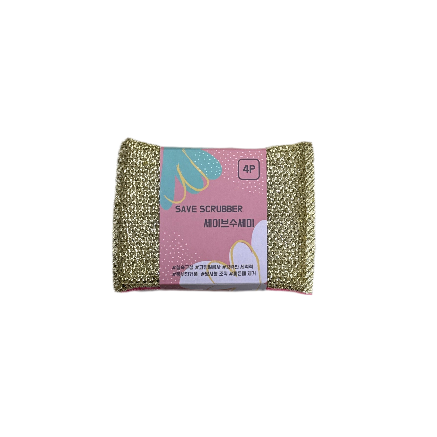 Kitchen Outer Brush Sponge, 4 Pieces