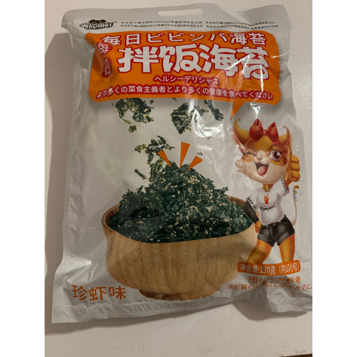 ⚡️Seasoned Rice Seaweed (Shrimp Flavor, 130g, contains 10 small packs) 111024