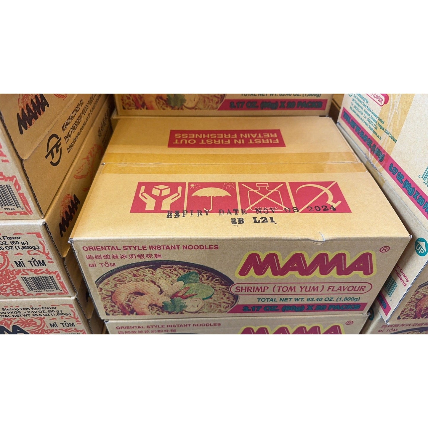 Mom's Sour and Spicy Rich Milk Shrimp Flavor Noodles, 1 box 1800g