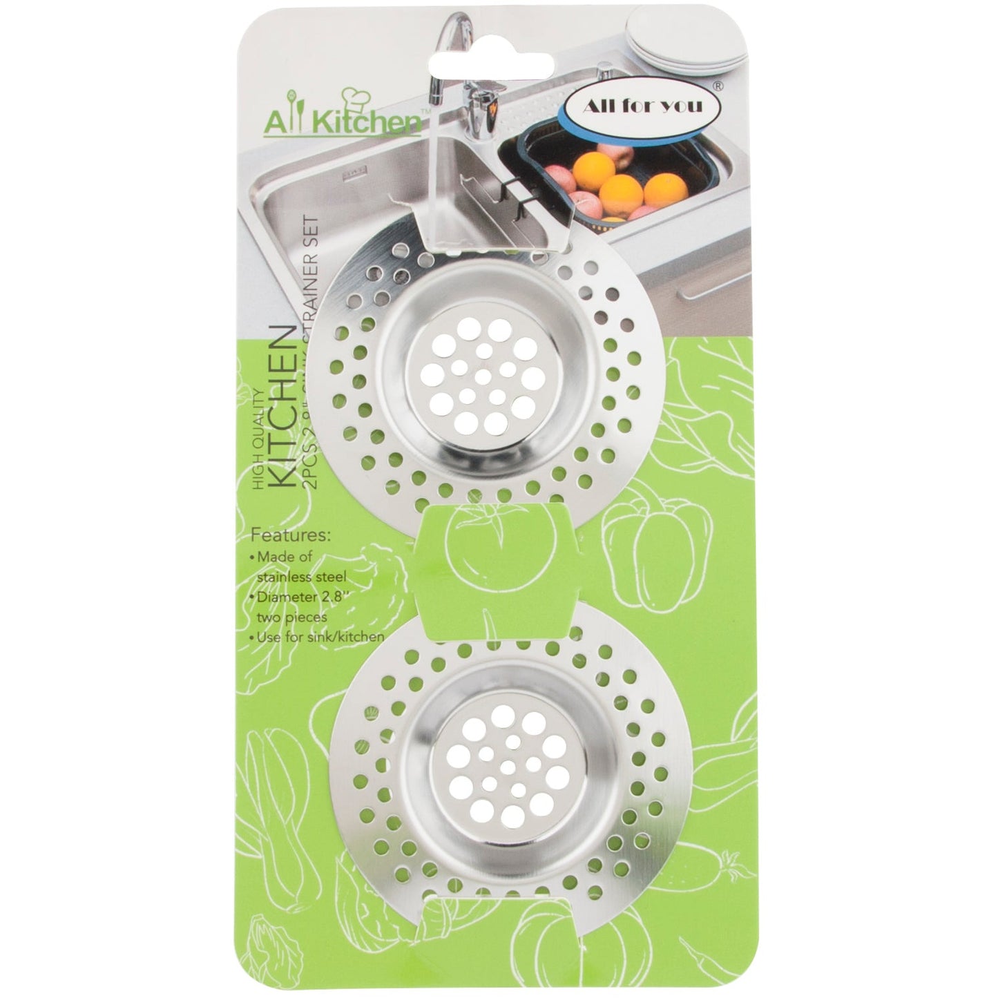 1-#2616, diameter 2.8”/7cm 2PC stainless steel sink strainer set