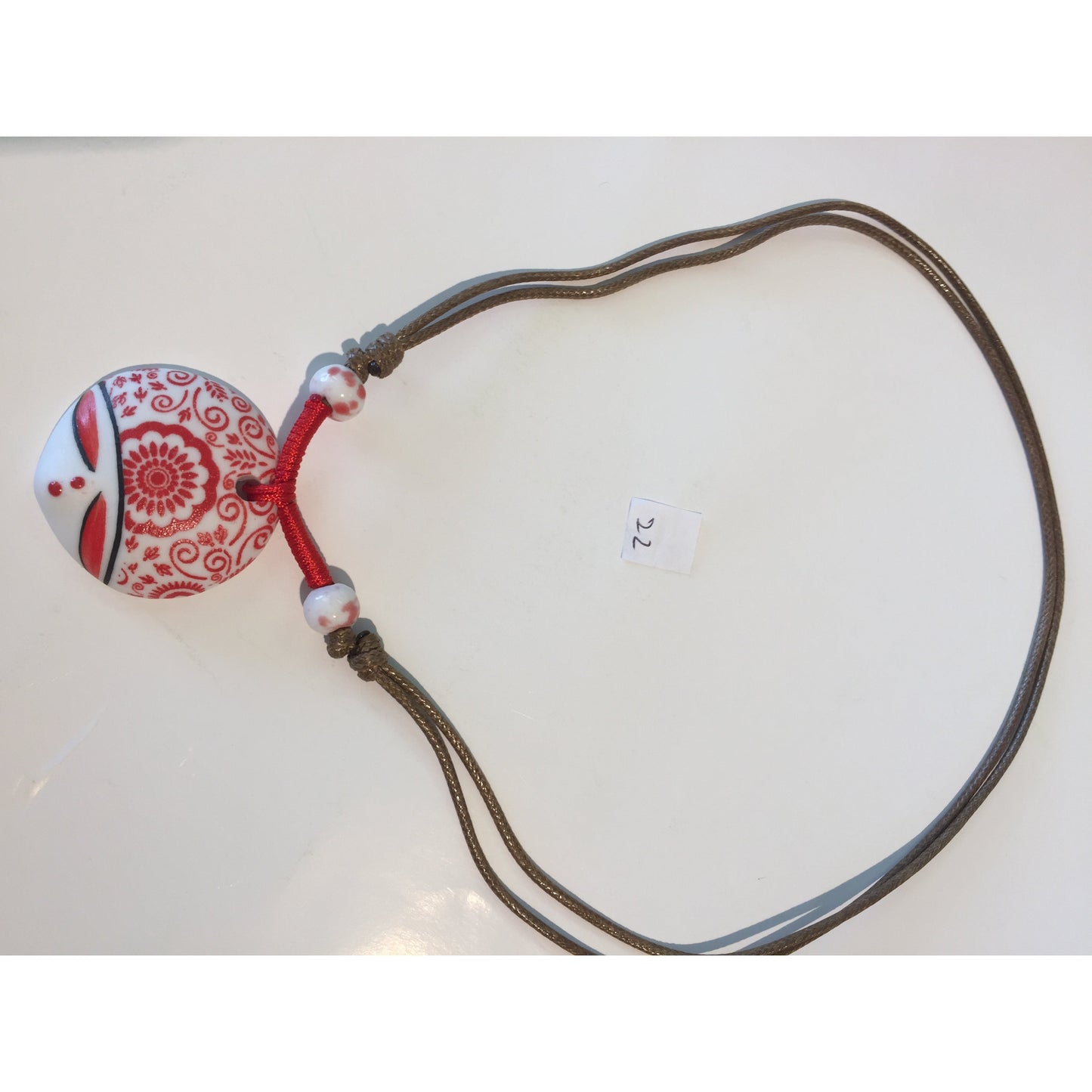 22 Red Meng Porcelain/Facebook Necklace