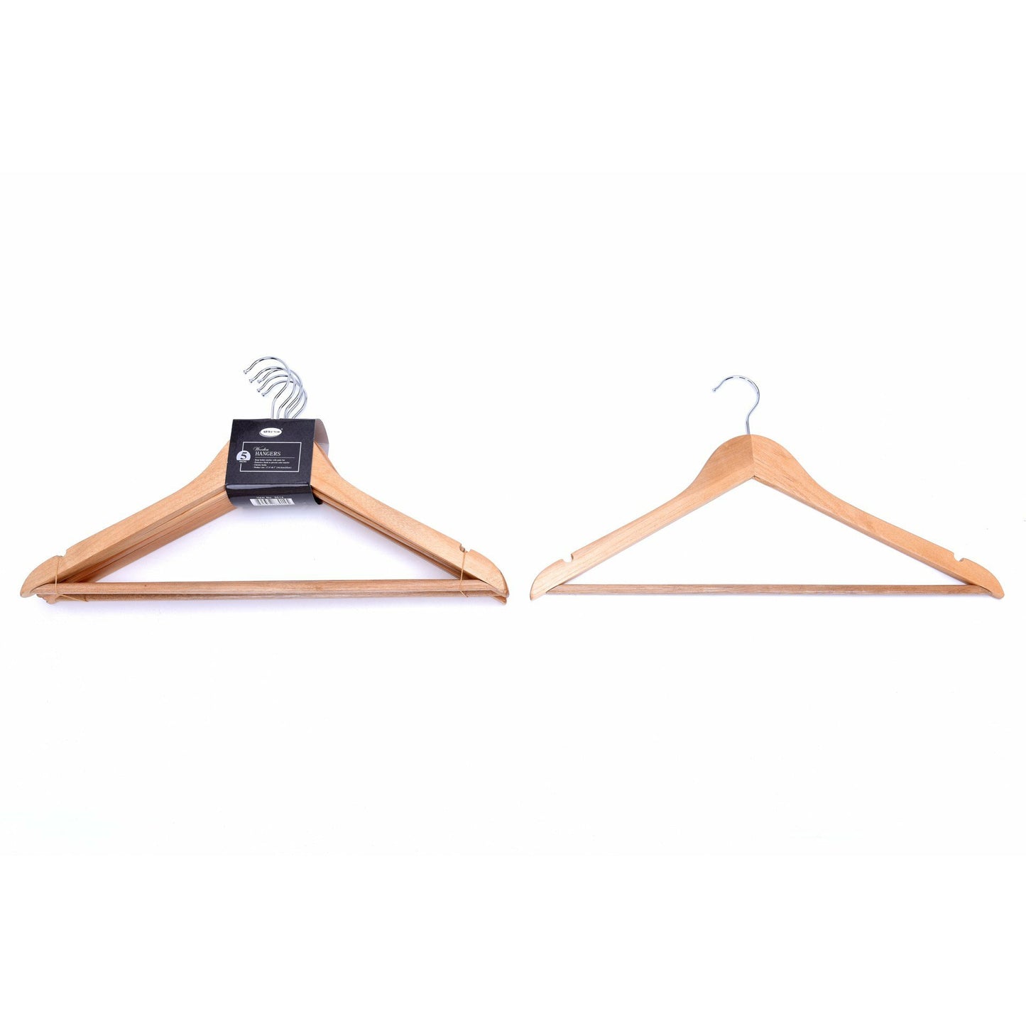 1-#3015, 3PC Wooden Hangers with Notch and Chrome Hook