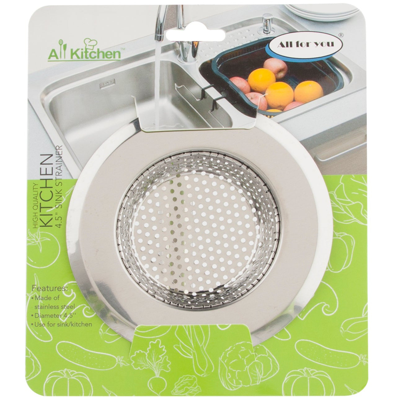 1-#2615, Diameter 4.5” Stainless Steel Sink Strainer