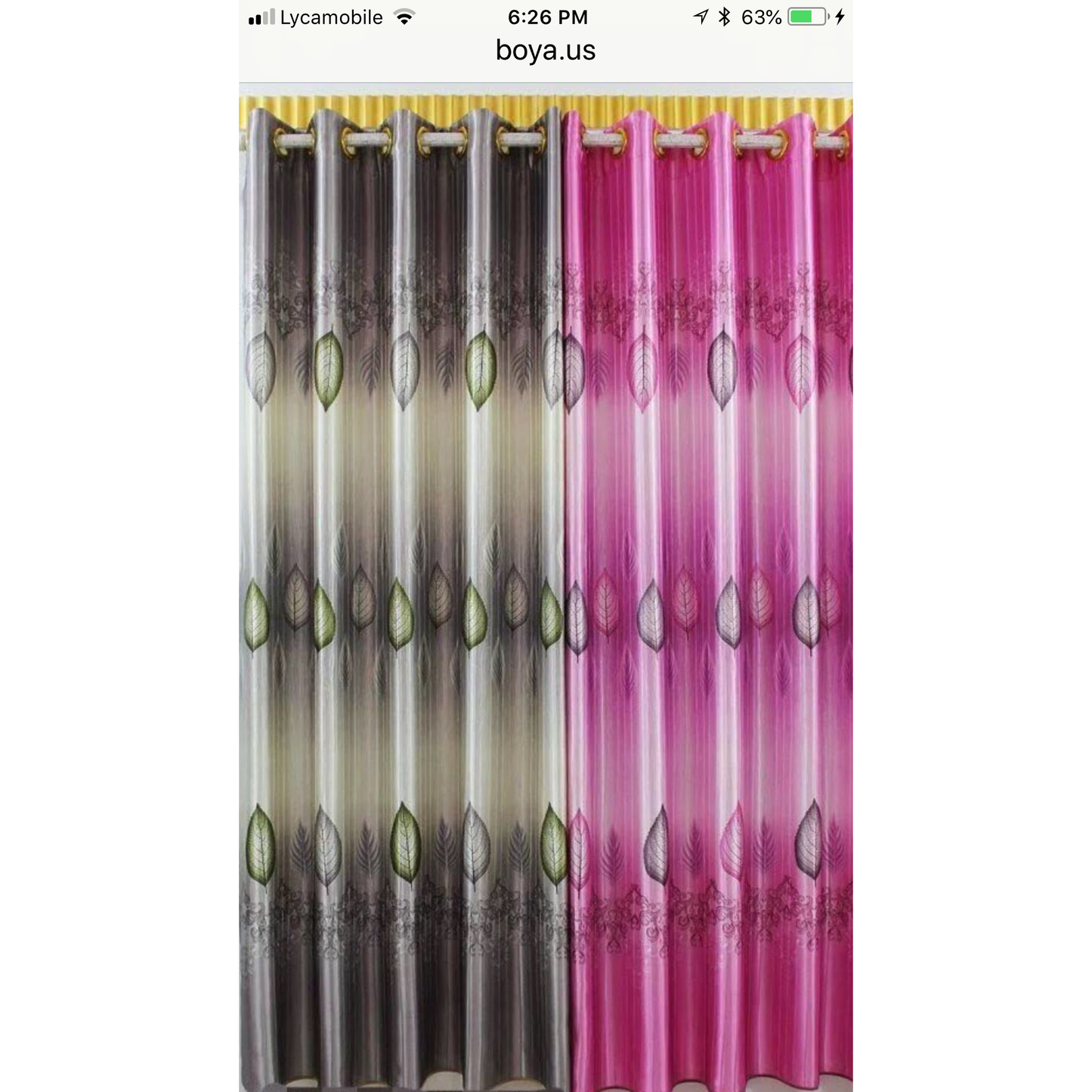 Curtains - Pink Leaves, 54W*80L inches