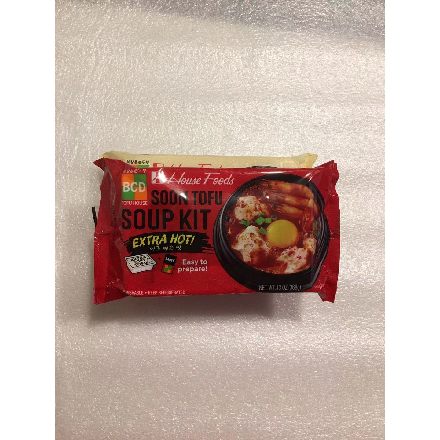 Korean Style Extra Soft Slightly Warm Ready-to-Eat Tofu ~ Extra Spicy, 3 Packs