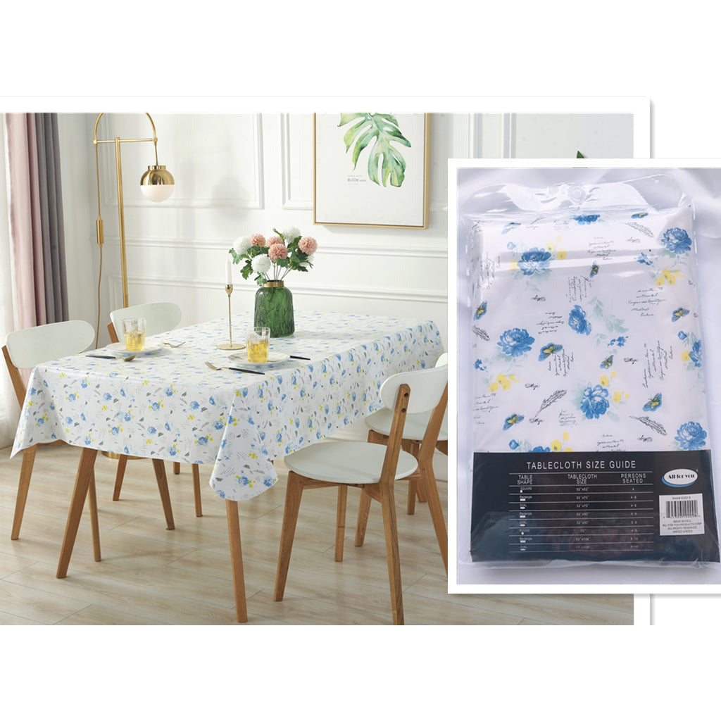 1-#6102-9, 52x70” Flocked Rectangular Waterproof Vinyl Tablecloth