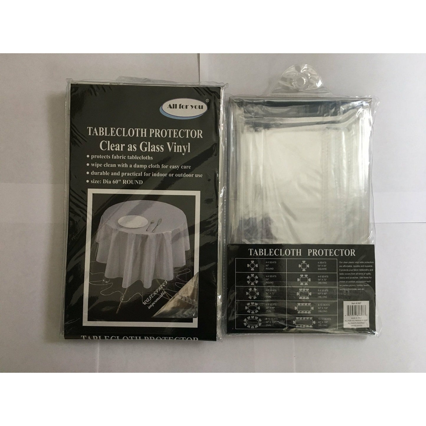 1-#698, 60”x120” transparent PVC tablecloth