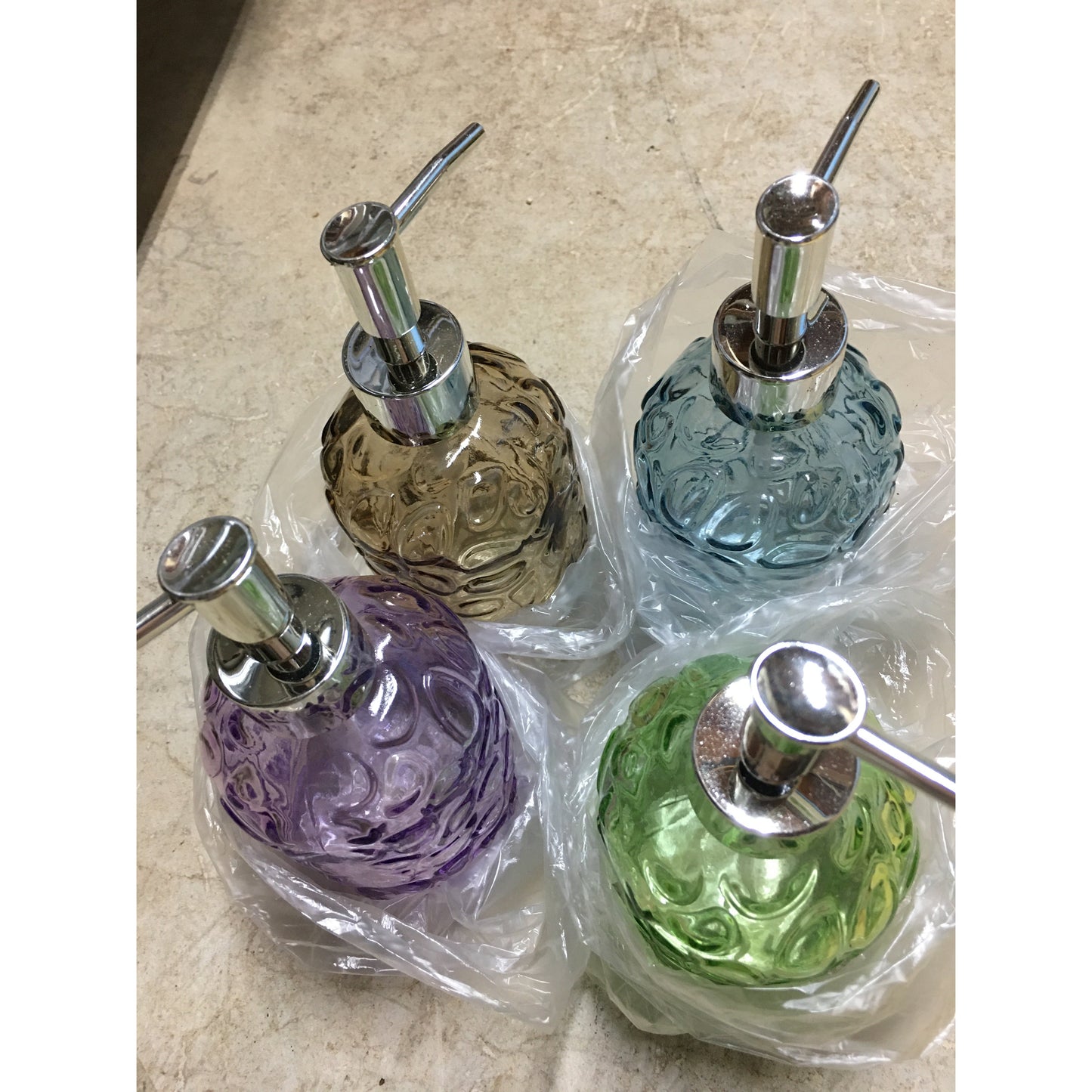 Multicolor Glass Soap Dispenser Bottles (Color shipped randomly)