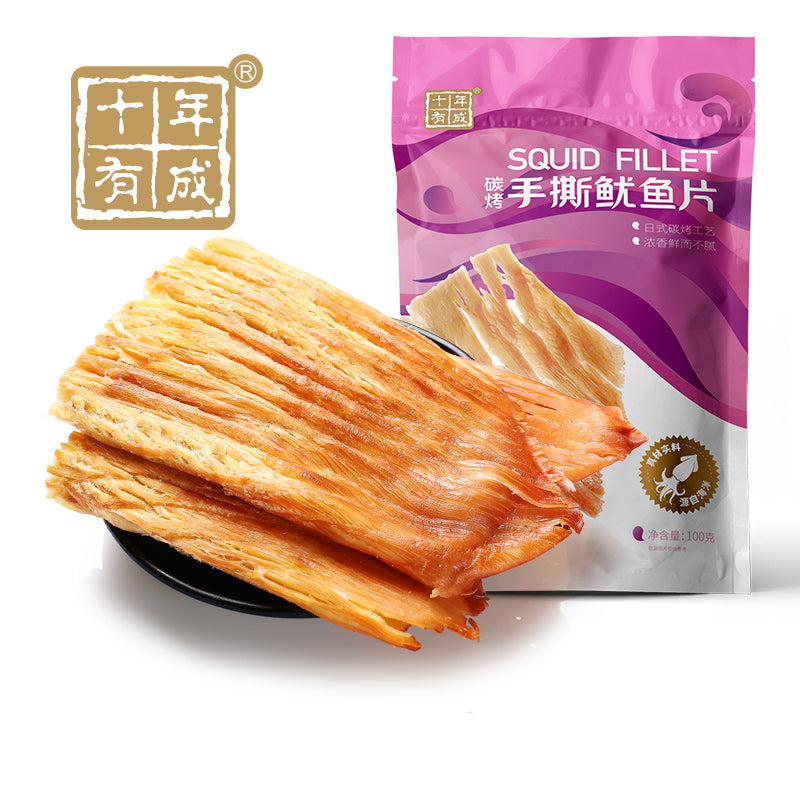 Hand-torn Squid Slices (Charcoal Grilled) About 100g/bag