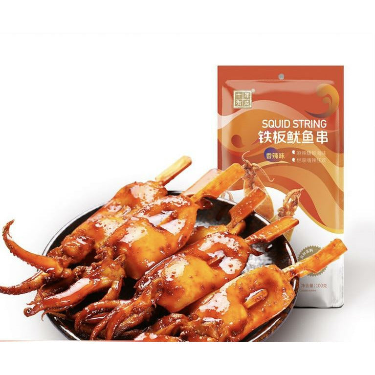 Iron Plate Squid Skewers (Barbecue Flavor), About 100g/bag