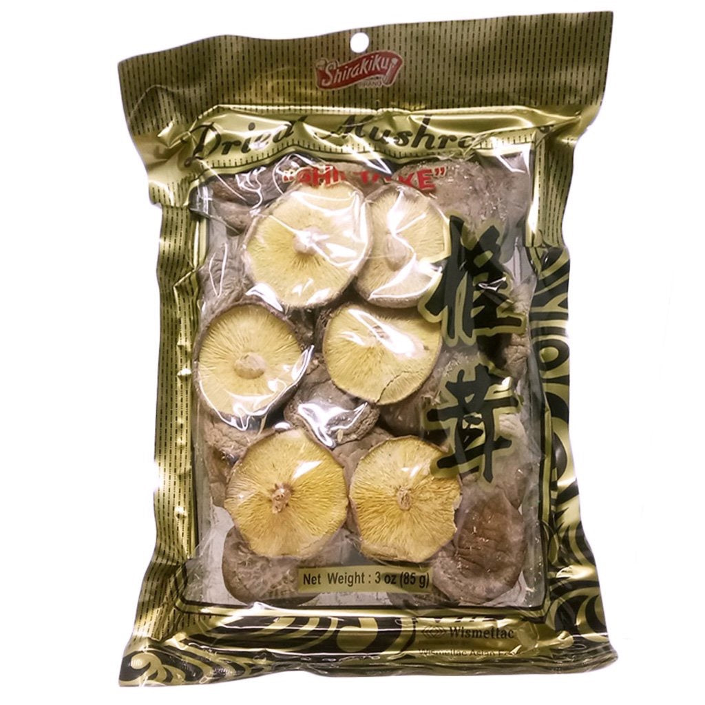 1-Japanese Sanuki dry shiitake mushrooms - Shirakiku Dry Shiitake Mushroom 3oz