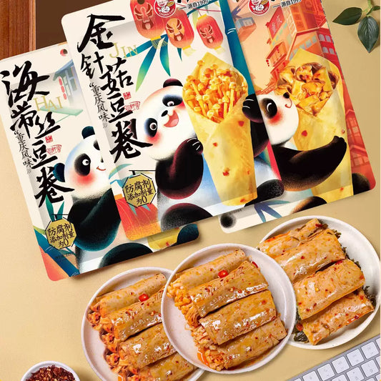 1- 川阿婆夹心豆卷金针菇海带杏鲍菇开袋即食