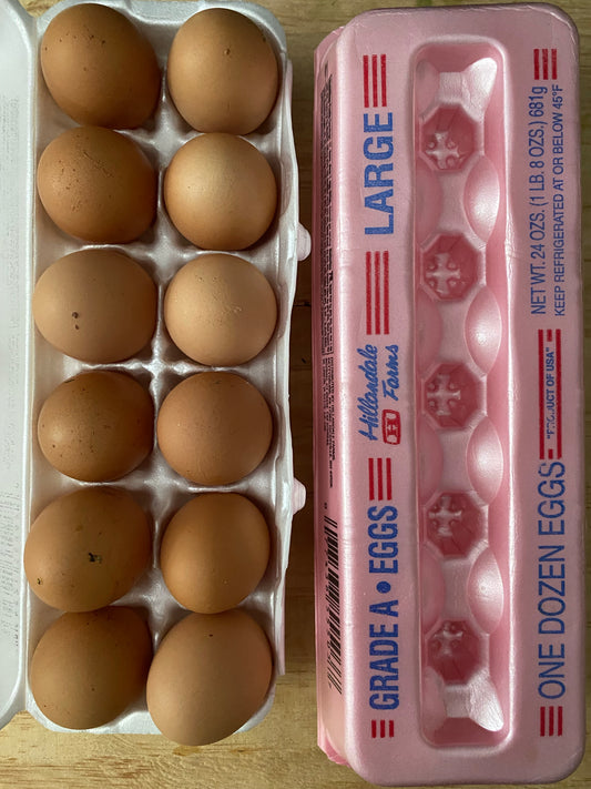 Free range on the farm! Free-range eggs, 12/dozen
