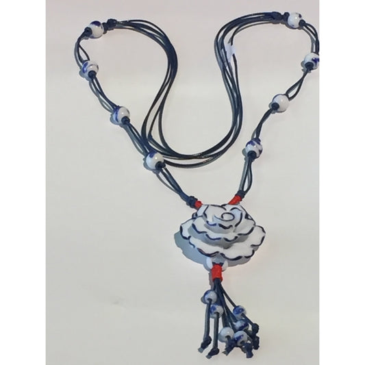 1 blue flower/porcelain/face necklace