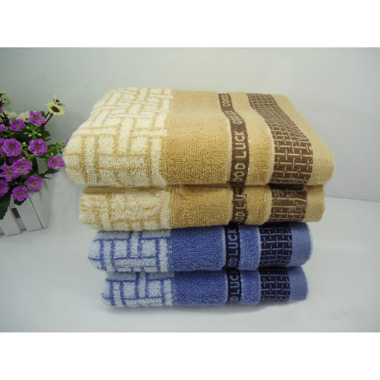 1-Good Luck Cotton Towels, 2pcs 34x75cm (random hair: blue, khaki)