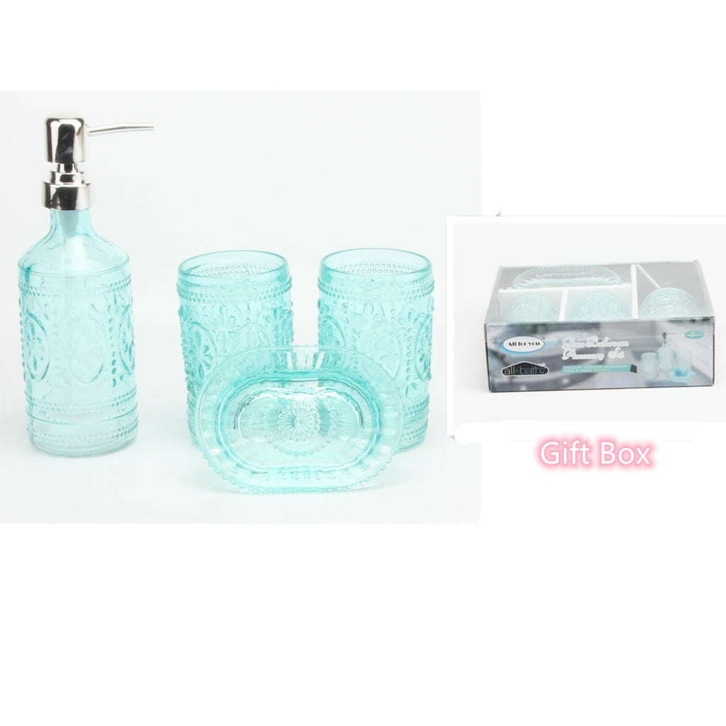Blue Glass Soap Dispenser Set with Gift Pack