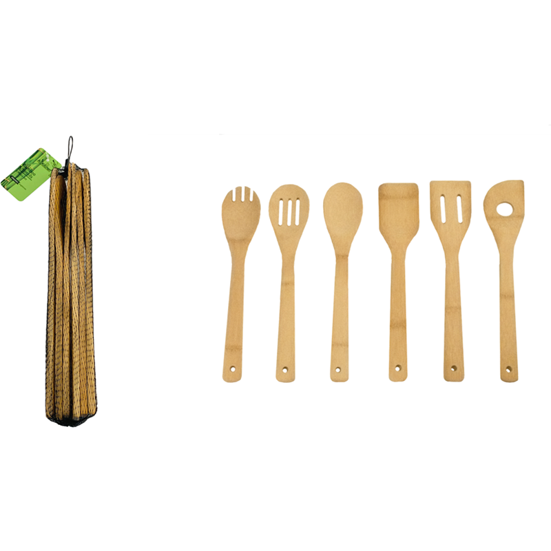1-#2497, L11.8"/30cm 6pc Bamboo Cutlery