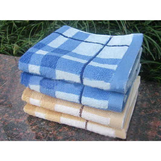 1-方格男士全棉毛巾, 2条 34x75cm（随机发：黑色，蓝色、浅咖啡色）