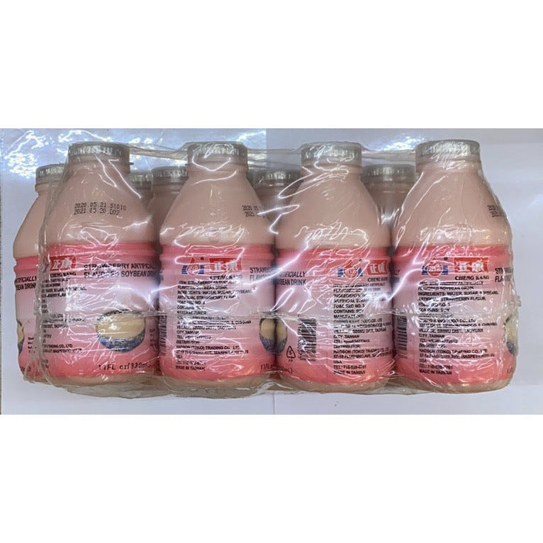 Zhengkang Soy Milk 11ozx12 bottles/box (strawberry flavor)