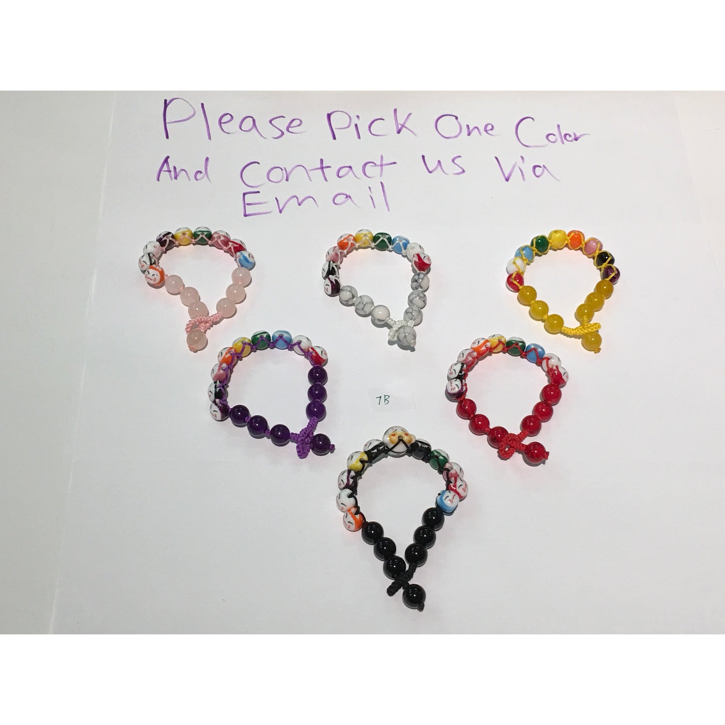 7B (9 different lucky cats + 6 beads) bracelet,