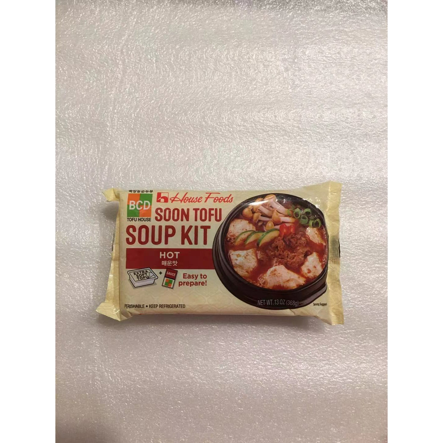 Korean Style Extra Soft and Hot Instant Tofu~Slightly Spicy, 3 packs