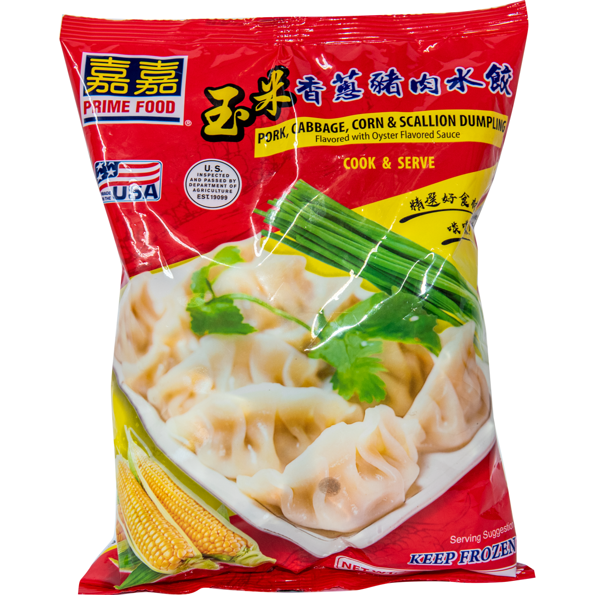水饺-嘉嘉-玉米香葱猪肉水饺20oz，3包