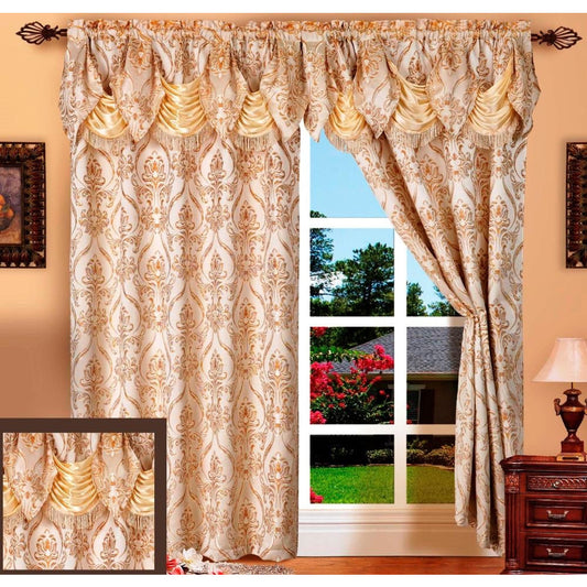 Curtains - Penelope Beige, (54*84+Drapery 18) inches