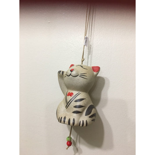Chinese Knot Lucky Red Cat Ceramic Wind Chimes (2785b2)